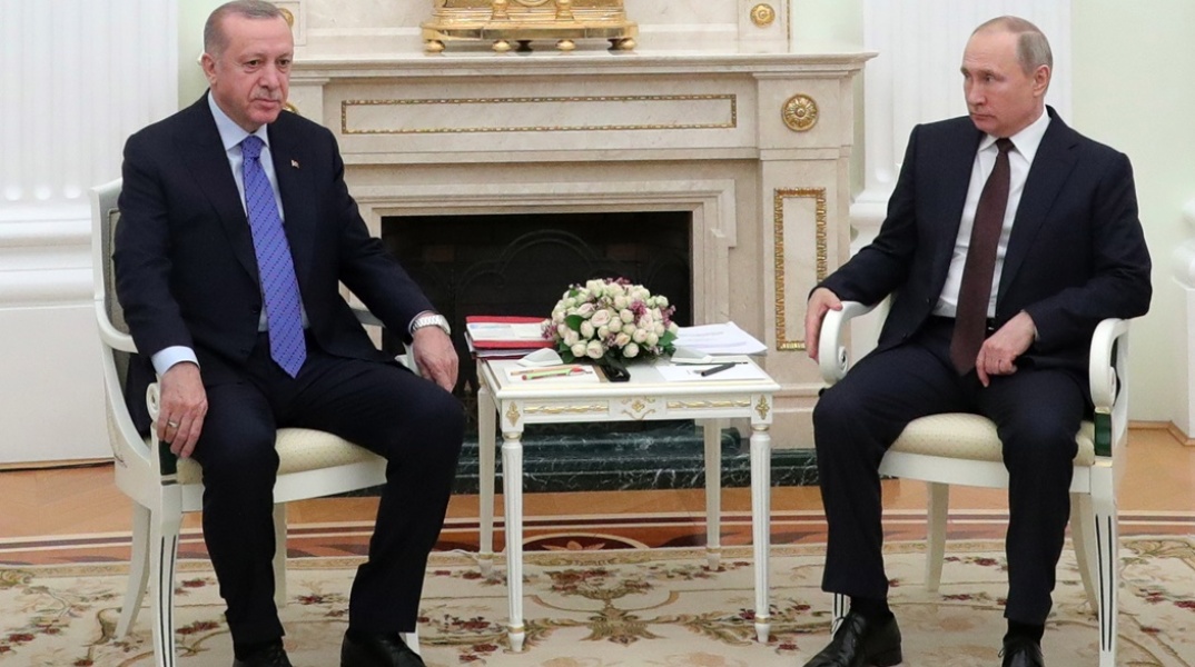 Ο Τούρκος πρόεδρος, Ρετζέπ Ταγίπ Ερντογάν και ο Ρώσος πρόεδρος, Βλαντιμίρ Πούτιν