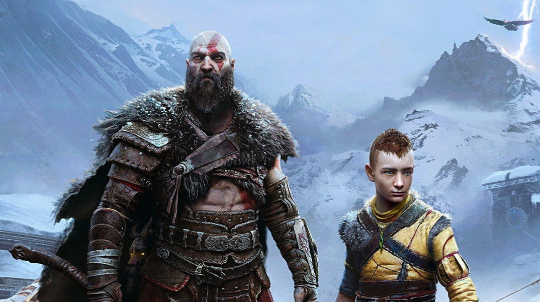 Ο Kratos με τον γιο του όπως απεικονίζονται στον πιο πρόσφατο τίτλο του god of War.