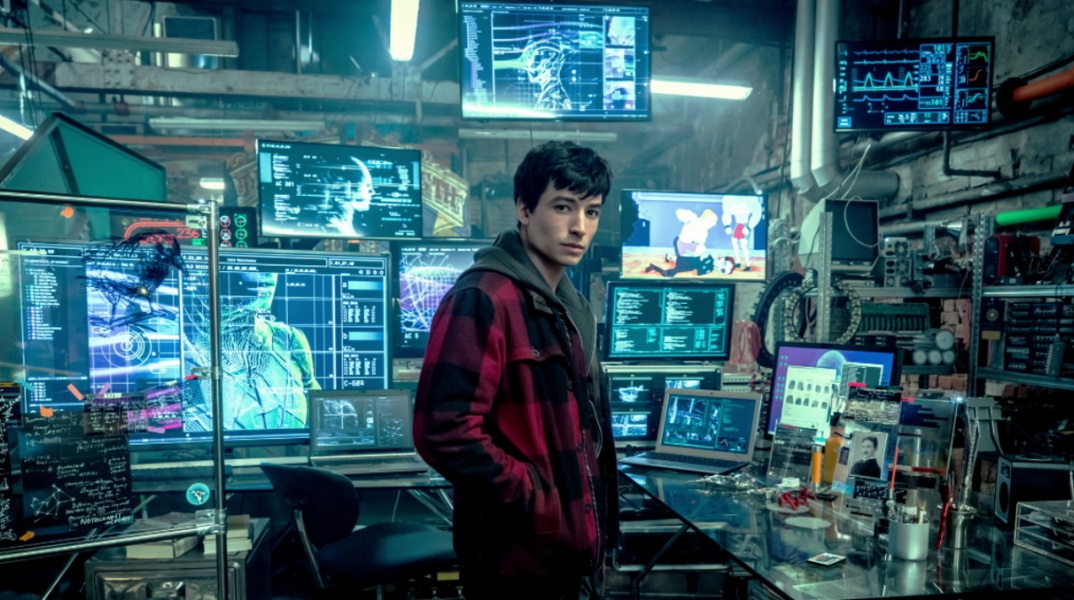 Στιγμιότυπο από την ταινία Justice League με τον Έζρα Μίλερ.