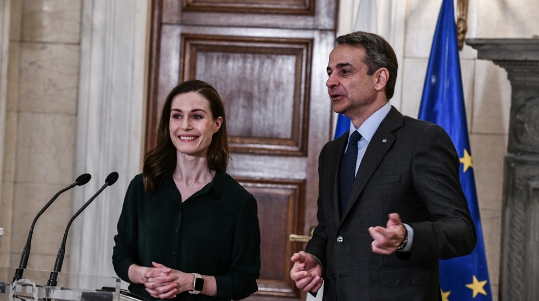 [352374] ΣΥΝΑΝΤΗΣΗ ΤΟΥ ΠΡΩΘΥΠΟΥΡΓΟΥ ΚΥΡ. ΜΗΤΣΟΤΑΚΗ ΜΕ ΤΗΝ ΠΡΩΘΥΠΟΥΡΓΟ ΤΗΣ ΦΙΝΛΑΝΔΙΑΣ SANNA MARIN (ΤΑΤΙΑΝΑ ΜΠΟΛΑΡΗ/EUROKINISSI)