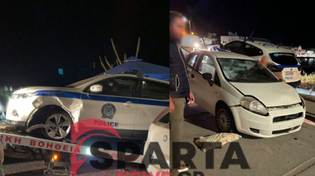 Οδηγός στη Μονεμβασιά έπεσε πάνω σε μηχανή και εμβόλισε περιπολικό
