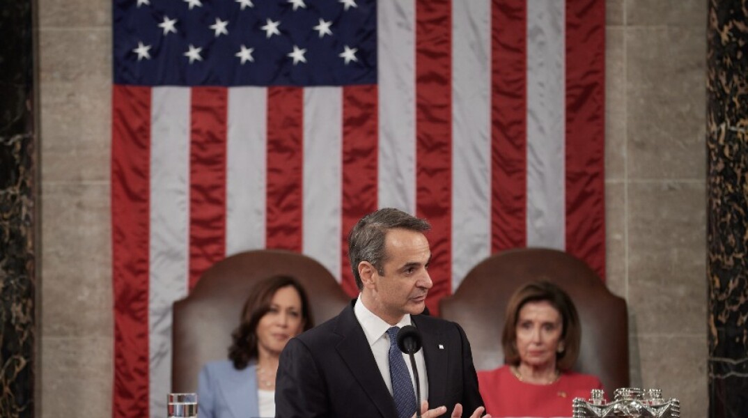 Ο Κυριάκος Μητσοτάκης κατά την ιστορική ομιλία του στο Κογκρέσο των ΗΠΑ