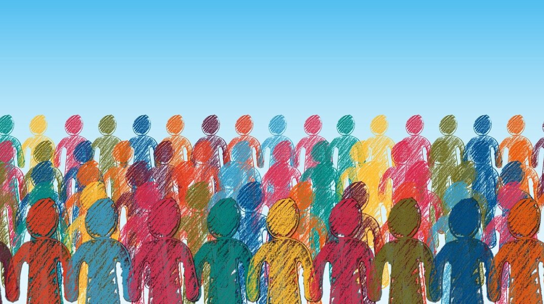 Πλήθος ζωγραφισμένο με ξυλομπογιά