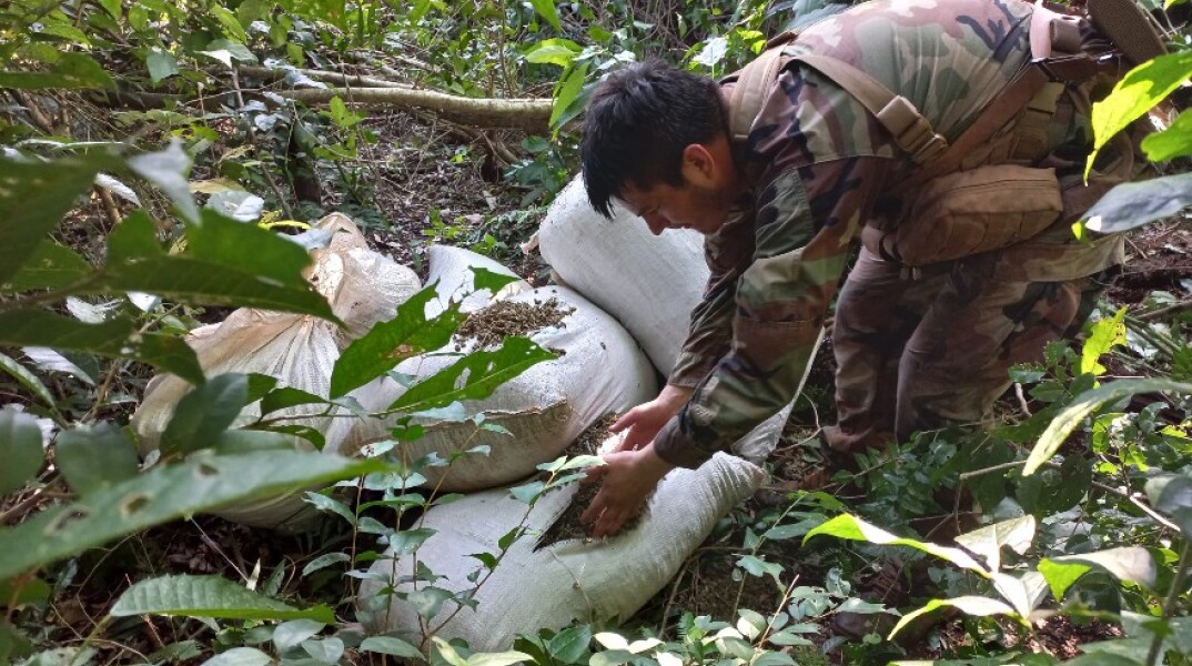 Στρατιώτης στην Παραγουάη κατά τη διάρκεια εντοπισμού ναρκωτικών