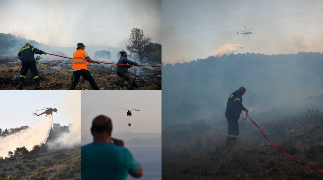 Φωτιά τώρα στη Βούλα: Εικόνες από την επιχείρηση κατάσβεσης των εστιών