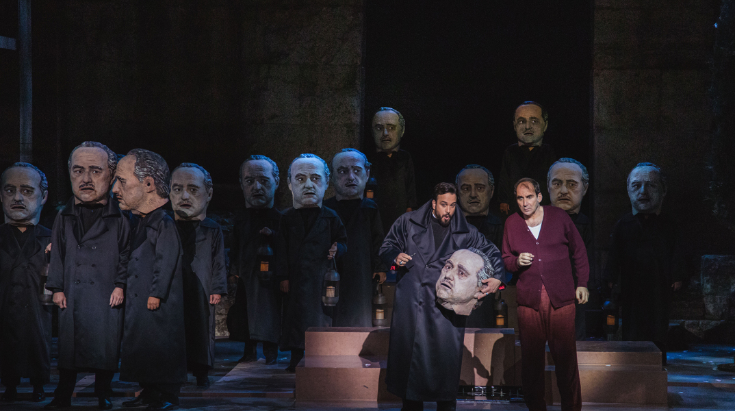 Ηθοποιοί στην όπερα Ριγολέττος του Βέρντι σε σκηνοθεσία Κατερίνας Ευαγγελάτου από την ΕΛΣ στο Ηρώδειο  