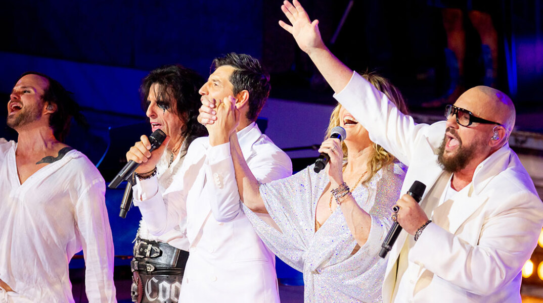 Desmond Child - Σάκης Ρουβάς - Alice Cooper στη συναυλία στο Ηρώδειο