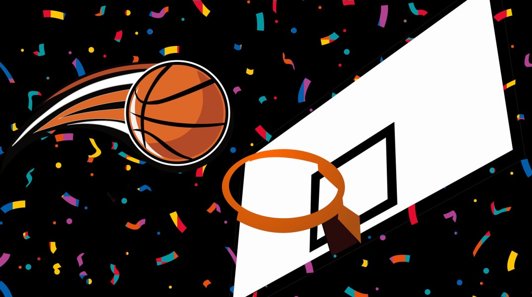 Εικονογράφηση μπασκέτας και μπάλας μπάσκετ