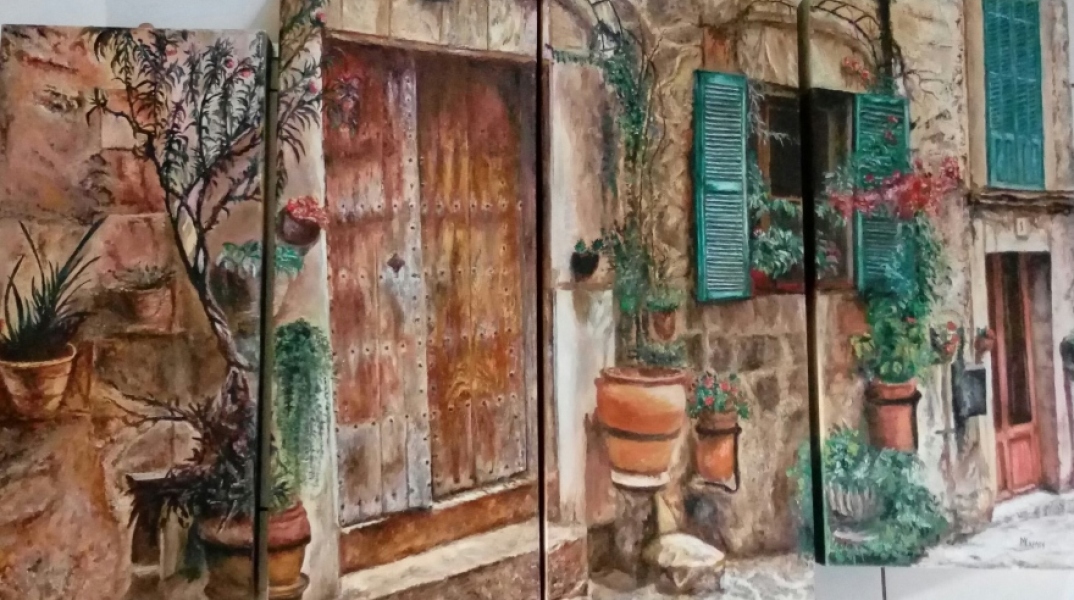 Μικρό Παρίσι - Κουκάκι / Ανέγγιχτο στον χρόνο, Μαίρη Κάρλου, Άρωμα Ελλάδας (τετράπτυχο), Λάδι σε καμβά