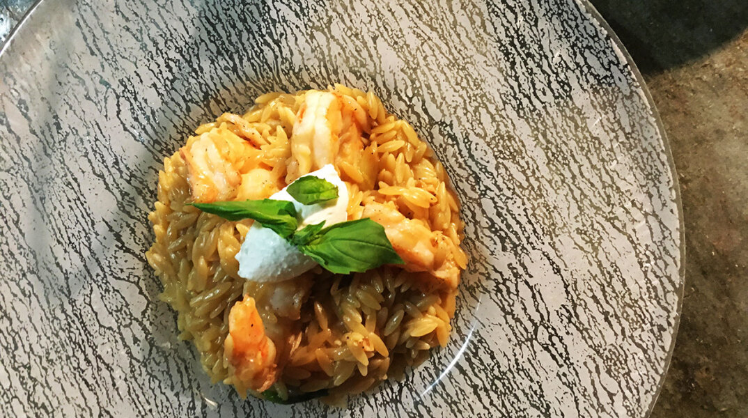 Κριθαρότο με γαρίδες από τον Olivier Campanha