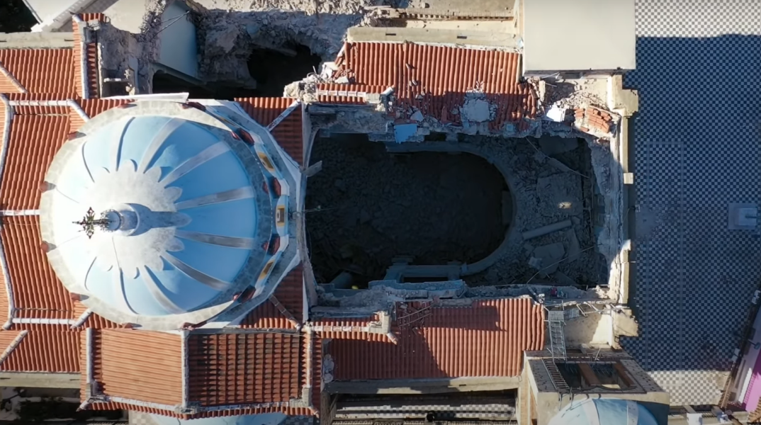 Συγκλονιστικό βίντεο καταγράφει τις καταστροφές στον ναό Κοιμήσεως της Θεοτόκου στη Σάμο, μετά τον φονικό σεισμό των 6,7 Ρίχτερ