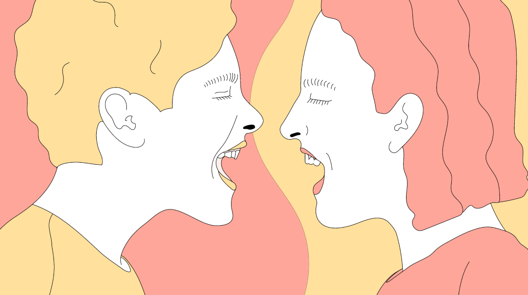 two people face to face yelling at each other-Antonella Macchiavello-mixkit