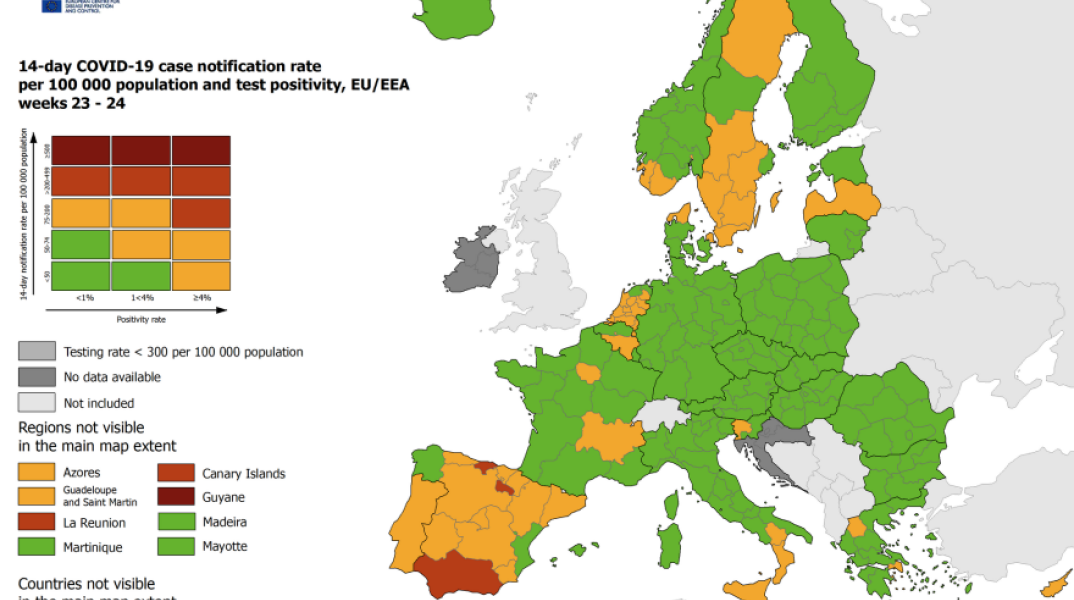 O σημερινός χάρτης του ECDC