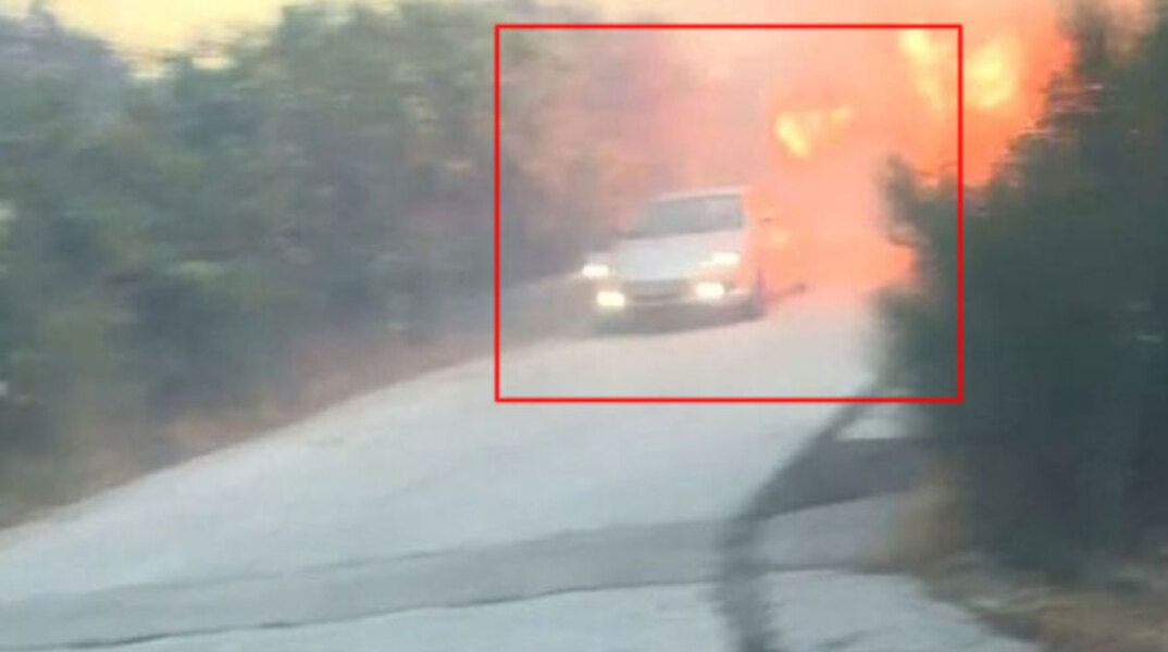 Η στιγμή που οδηγός στο Ντράφι περνά με το αυτοκίνητο μέσα από τη φωτιά (βίντεο)