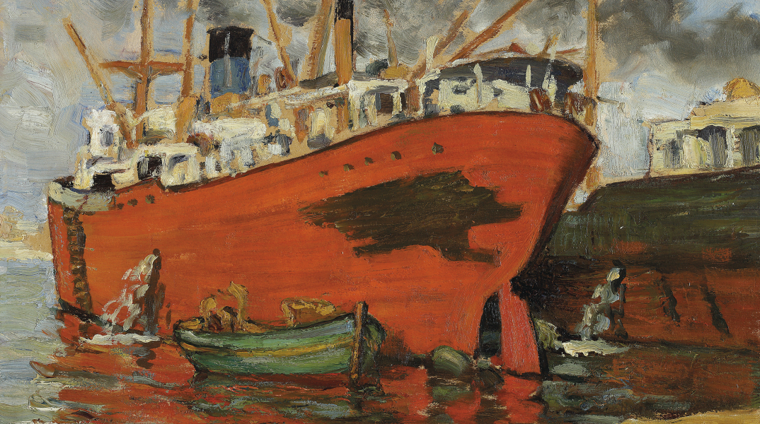 Μιχαήλ Αξελός, Το κόκκινο λίμπερτυ, 1951. Συλλογή της Τράπεζας της Ελλάδος