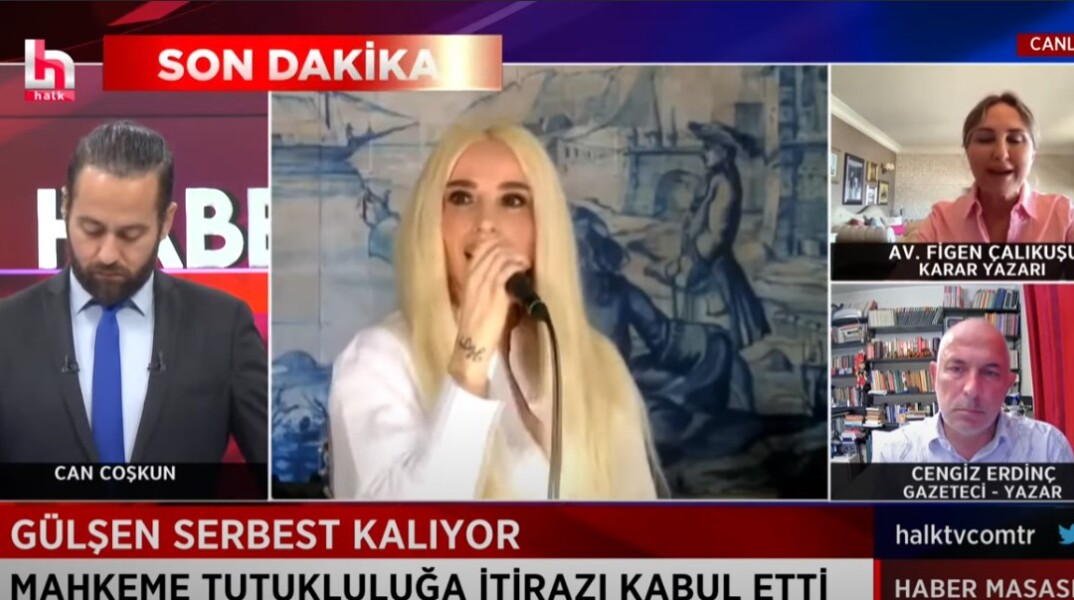 Φωτογραφία της τραγουδίστριας Gulsen σε δελτίο ειδήσεων