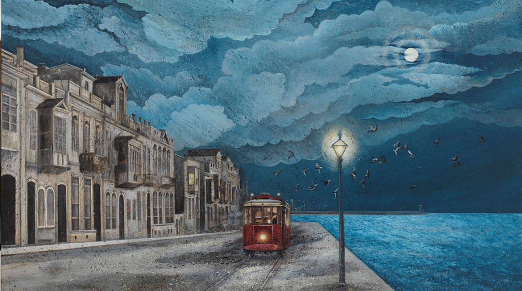 Δάφνη Αγγελίδου, 1922, 2022, ακρυλικά σε καμβά, 80 x 120 εκ.