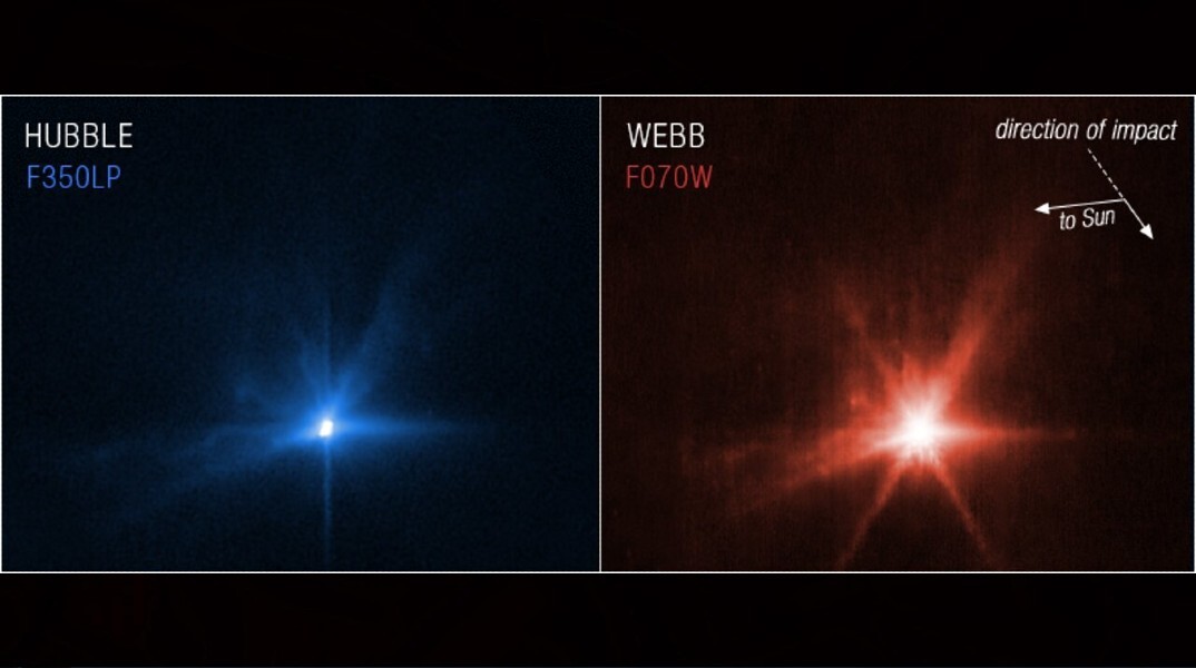 Τα τηλεσκόπια Webb και Hubble αποτύπωσαν την πρόσκρουση του Dart στον αστεροειδή Δίμορφο