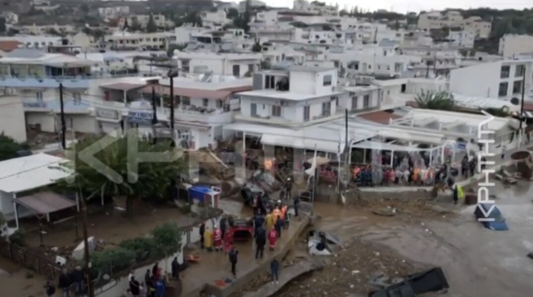 Λάσπες στους δρόμους της Αγίας Πελαγίας κατάγραψε κάμερα drone