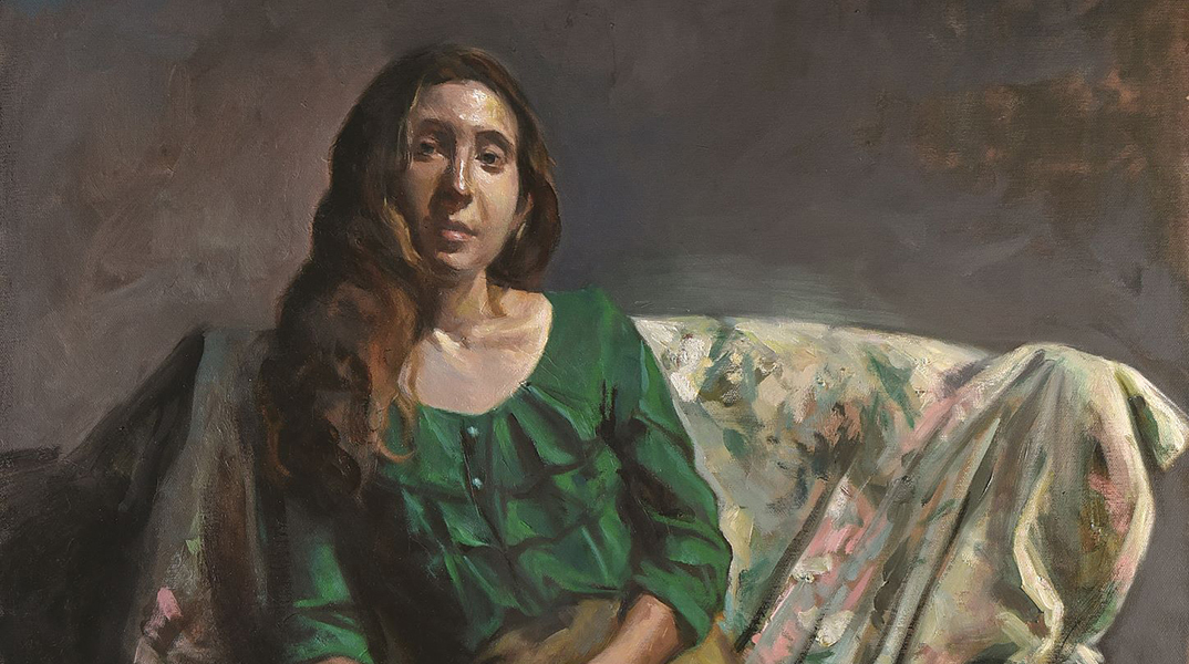 Κώστας Αγγελάκης «Η Ειρήνη ποζάρει» (λάδι σε καμβά, 2021)