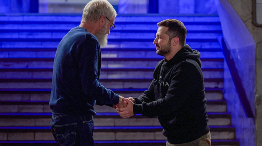 Ο Ντέιβιντ Λέτερμαν και ο Βολόντιμιρ Ζελένσκι.