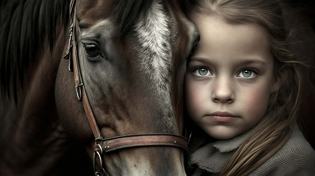 Εικόνα με ένα άλογο κι ένα κορίτσι δημιουργημένα από AI