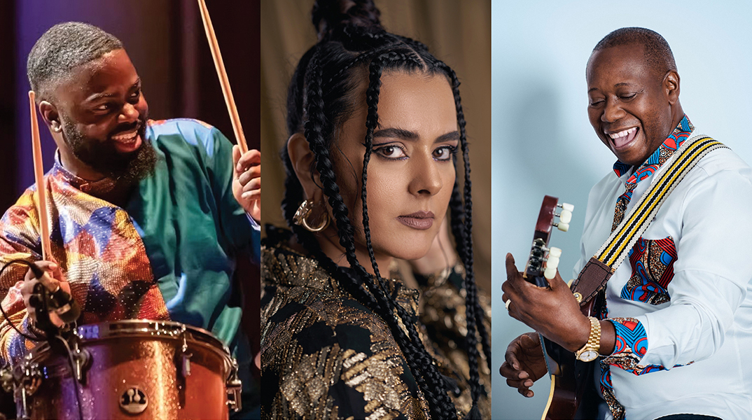 Οι Marcus Gilmore, Dina Elwedidi, Aurelio Martínez στη συναυλία λήξης του Rolex Arts Festival στο Μέγαρο