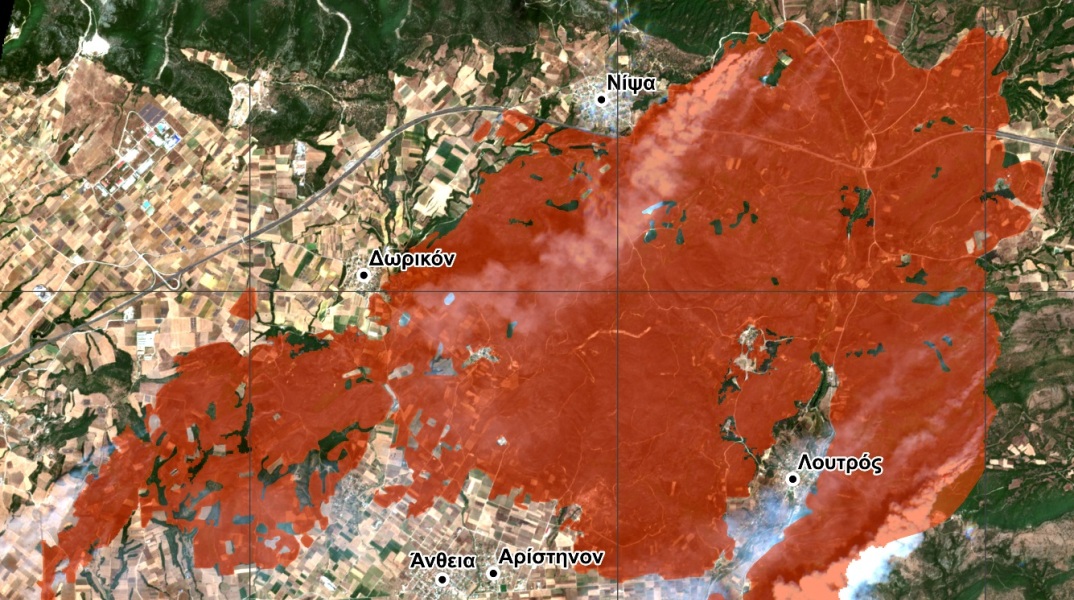 Αλεξανδρούπολη: Η πρώτη χαρτογράφηση των καμένων εκτάσεων από το Εθνικό Παρατηρητήριο Δασικών Πυρκαγιών- Μέχρι χθες κάηκαν περισσότερα από 55.000 στρέμματα.