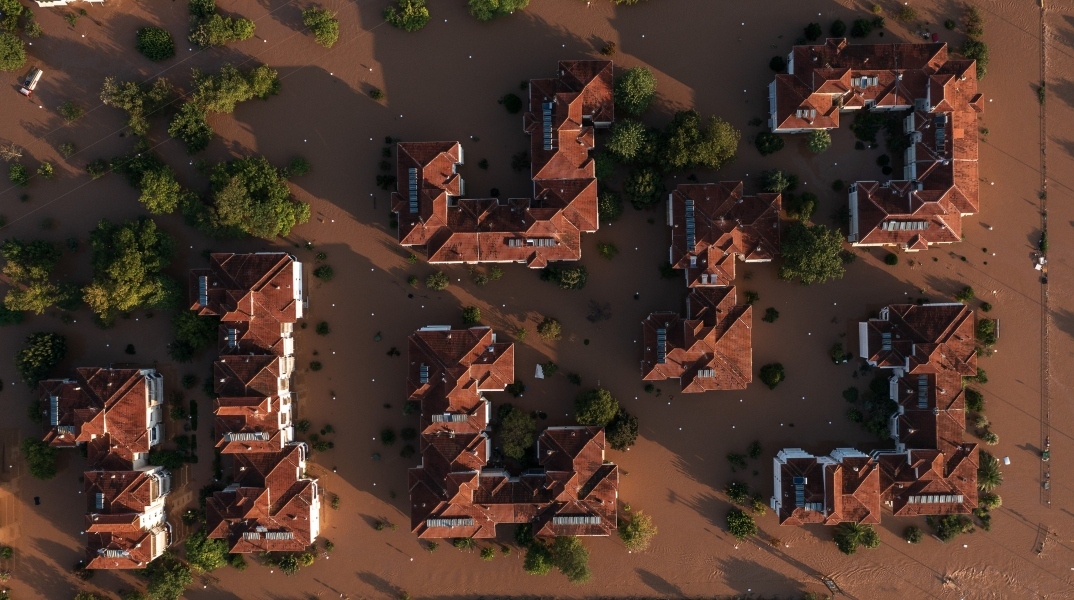 Πλημμυρισμένες εκτάσεις στη Γιάννουλη της Λάρισας,