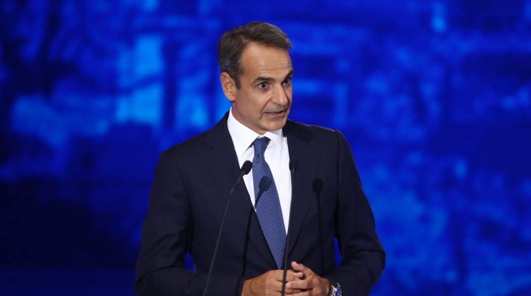 Ο Κυριάκος Μητσοτάκης στο βήμα της ΔΕΘ