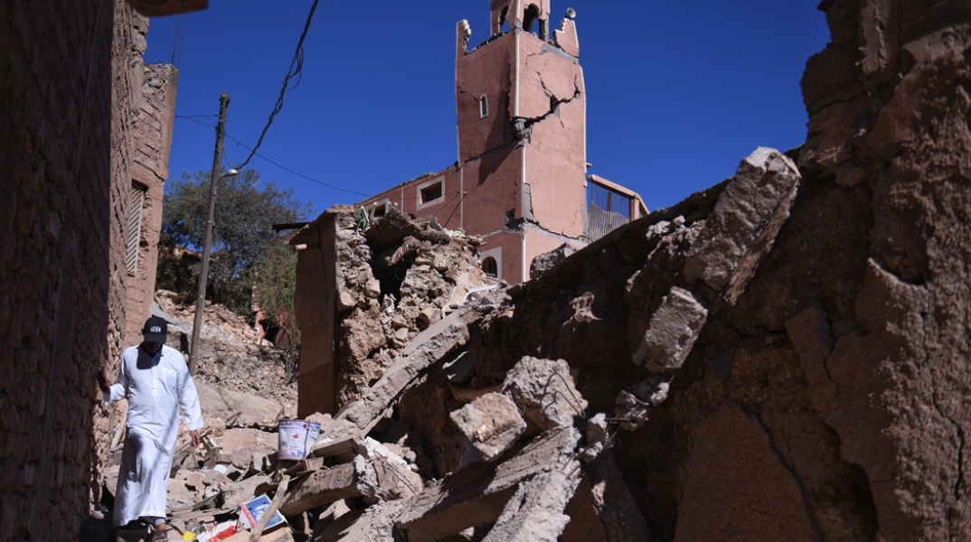 Καταστραμμένο από τον σεισμό στο Μαρόκο τζαμί