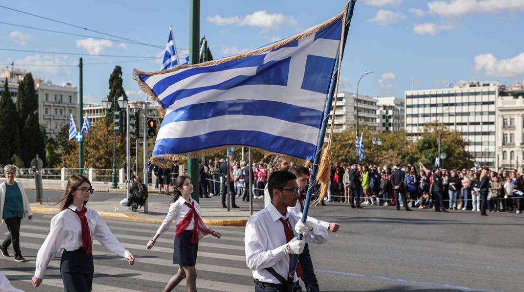 Στιγμιότυπο από παρέλαση για την 28η Οκτωβρίου