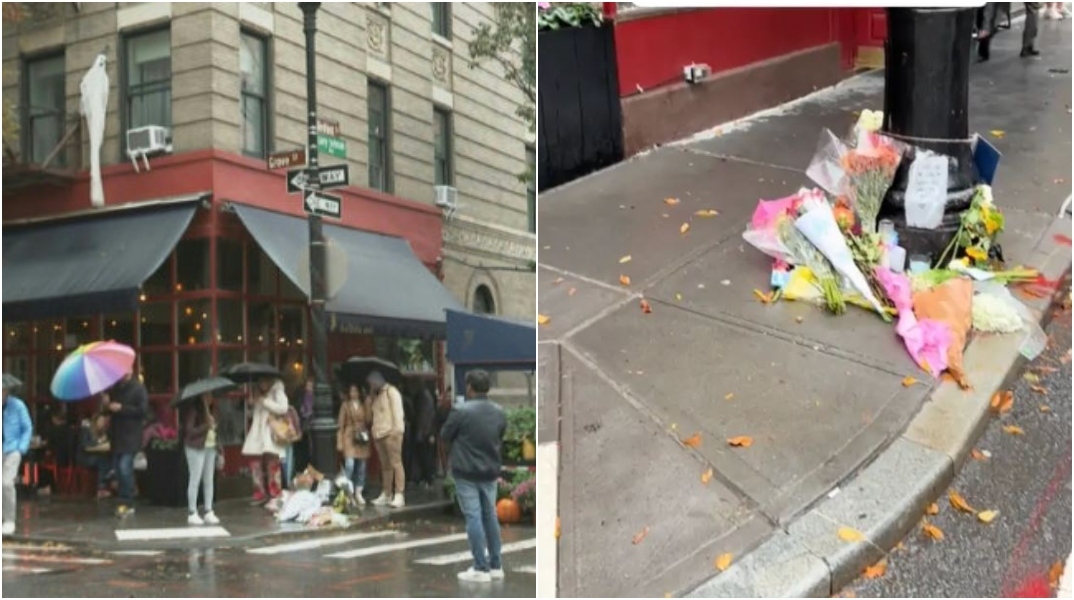 Θαυμαστές και φίλοι του Μάθιου Πέρι τον αποχαιρετούν έξω από το σπίτι των «Friends»