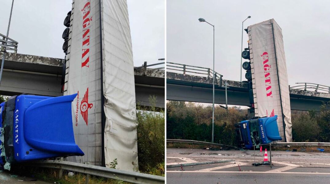 Φορτηγό έπεσε από γέφυρα στη Θεσσαλονίκη - Δείτε βίντεο