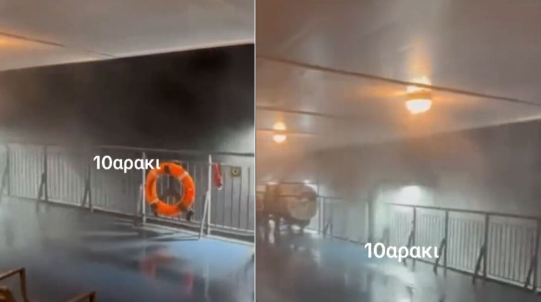 Viral η στιγμή που πλοίο «παλεύει» με 10 μποφόρ 