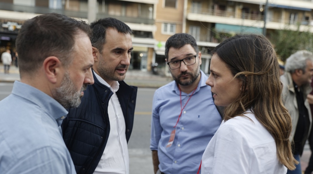 Ο Αλέξης Χαρίτσης, η Έφη Αχτσιόγλου και ο Νάσος Ηλιόπουλος 