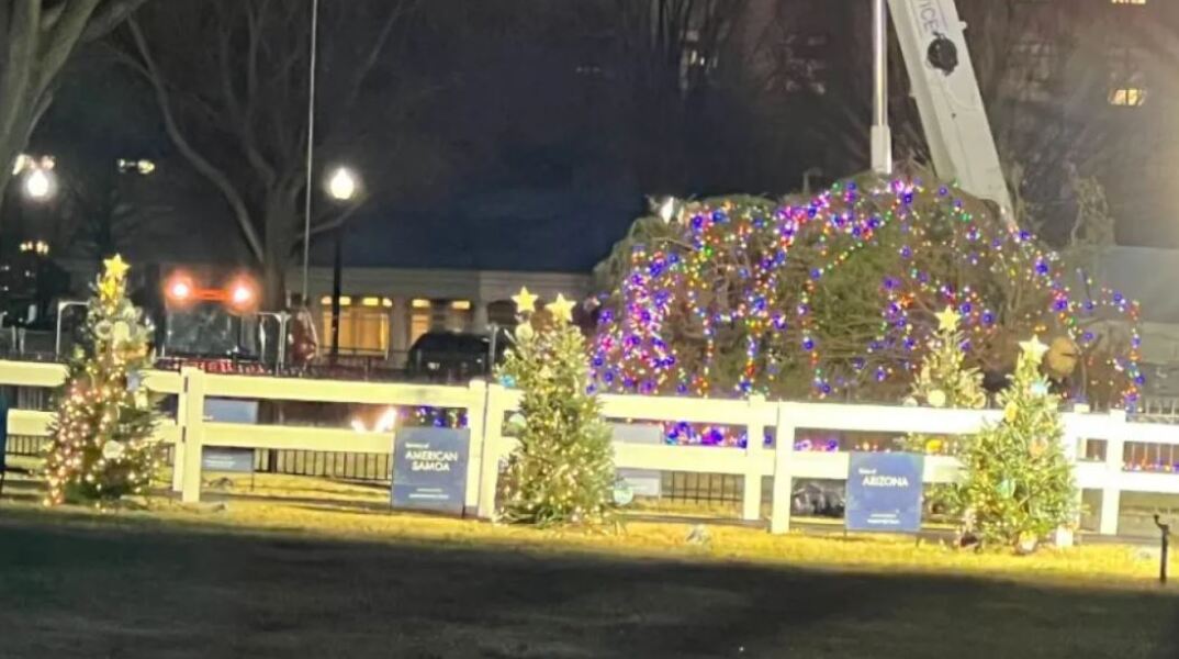 Χριστουγεννιάτικο δέντρο μπροστά από τον Λευκό Οίκο έπεσε λόγω ισχυρών ανέμων - Δείτε βίντεο
