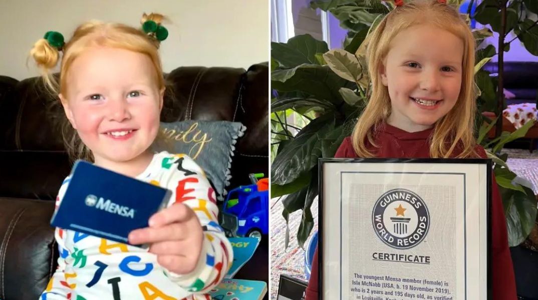 Ένα κoρίτσι από τις ΗΠΑ έγινε το νεότερο μέλος της Mensa, της κοινότητας που περιλαμβάνει μέλη με υψηλό IQ - Διαβάζει και σχηματίζει λέξεις σε ηλικία 2 ετών.