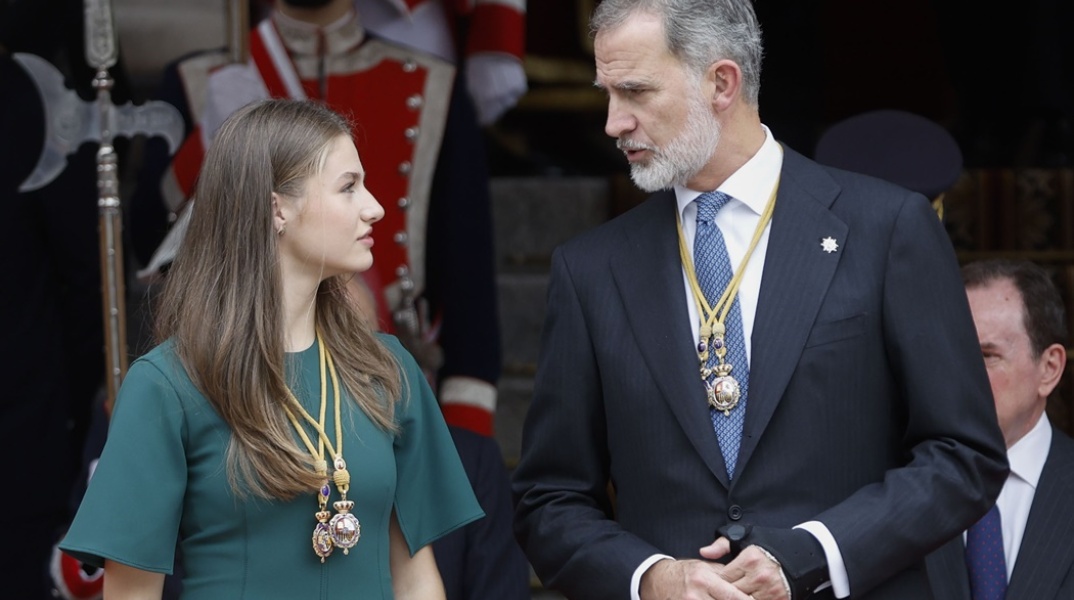 Ο βασιλιάς Φελίπε της Ισπανίας και η κόρη του Λεονόρ, διάδοχος του θρόνου