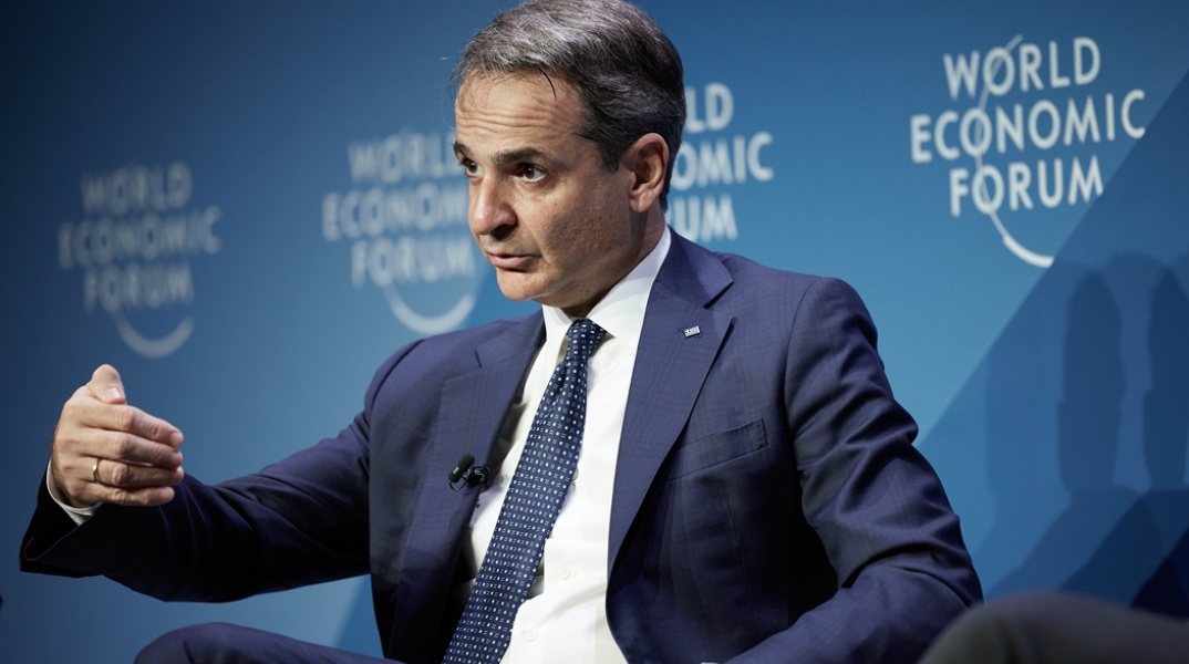 Ο Κυριάκος Μητσοτάκης κατά τη διάρκεια τοποθέτησής του στο Παγκόσμιο Οικονομικό Φόρουμ του Νταβός