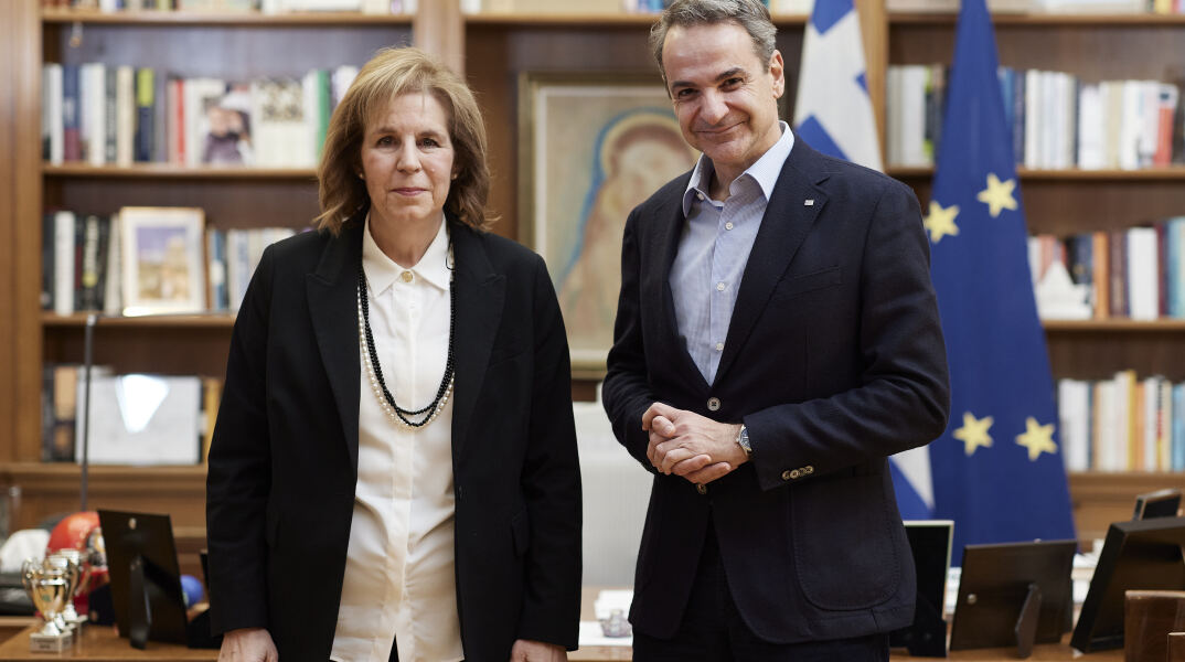 H Εύη Χριστοφιλοπούλου με τον Κυριάκο Μητσοτάκη