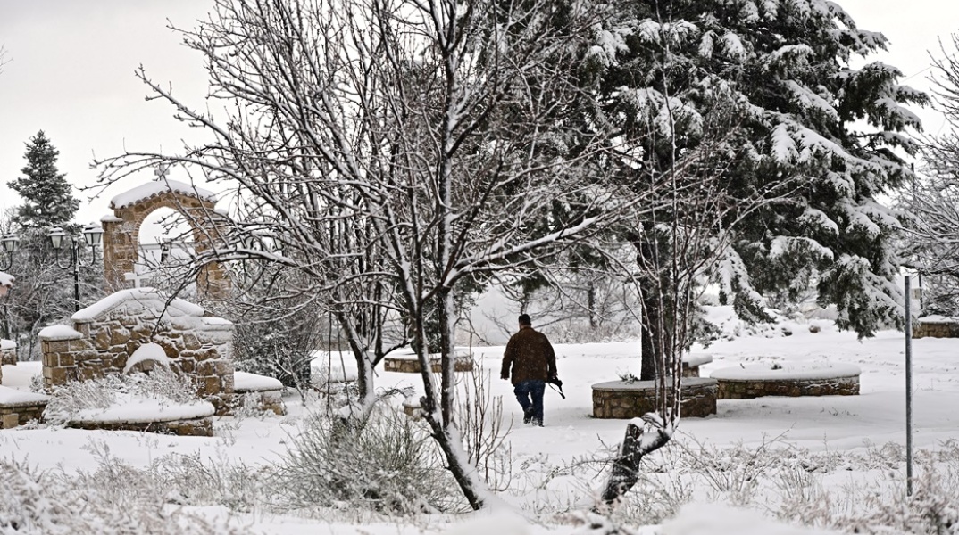 Χιονισμένο τοπίο στα Βίλια και την Ιπποκράτειο Πολιτεία
