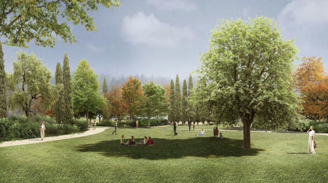 Ξέφωτο στους ανακτορικούς κήπους στο Τατόι (φωτορεαλιστική απεικόνιση)