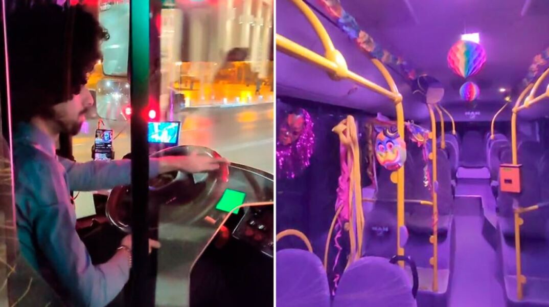 Viral οδηγός που στόλισε με αποκριάτικα το λεωφορείο του