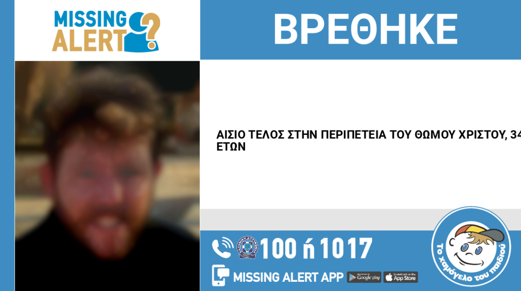 Αίσιο τέλος στην εξαφάνιση 34χρονου από την Καβάλα