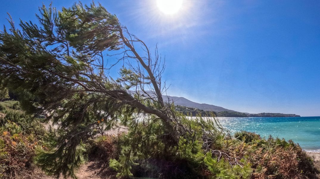 Τοπίο στη θάλασσα με ηλιοφάνεια