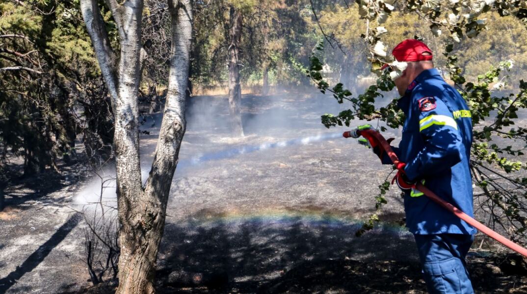 Πυροσβέστης επιχειρεί σε πυρκαγιά
