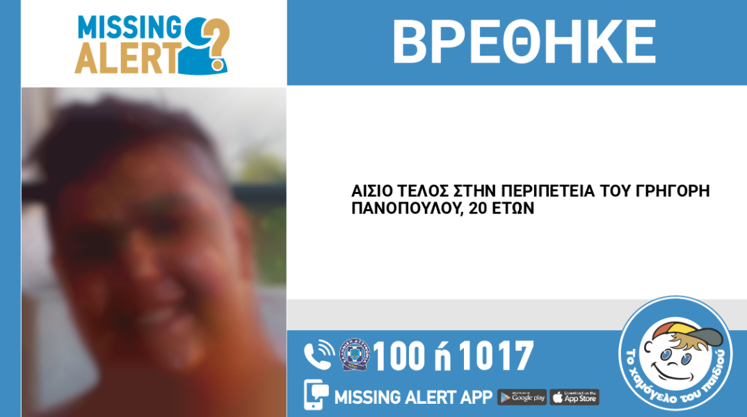 Αίσιο τέλος στην εξαφάνιση 20χρονου από τα Άνω Πατήσια