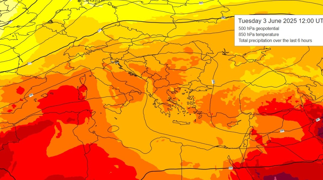 Χάρτης με τον αντικυκλώνα που αναμένεται στην Ελλάδα