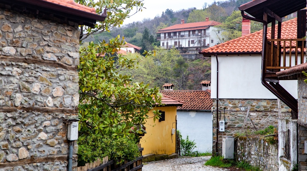 Οικισμός Αγίου Παντελεήμονα Πιερίας - Σπίτια και πλακόστρωτος δρόμος